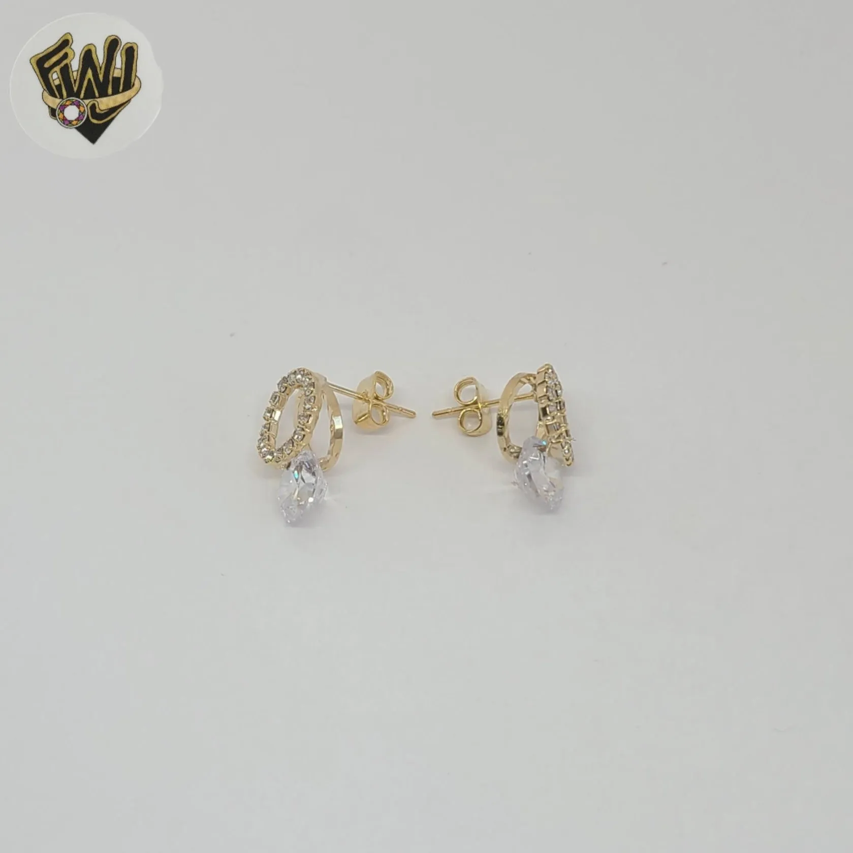 (1-1210-5) Gold Laminate - Zircon Stud Earrings - BGF