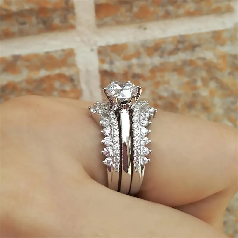 1-4/5 CTW Moissanite Engagement Rings Set for Women,925 Sterling Silver Wedding Rings Set Wedding Anniversary Jewelry Gift Size 4-12