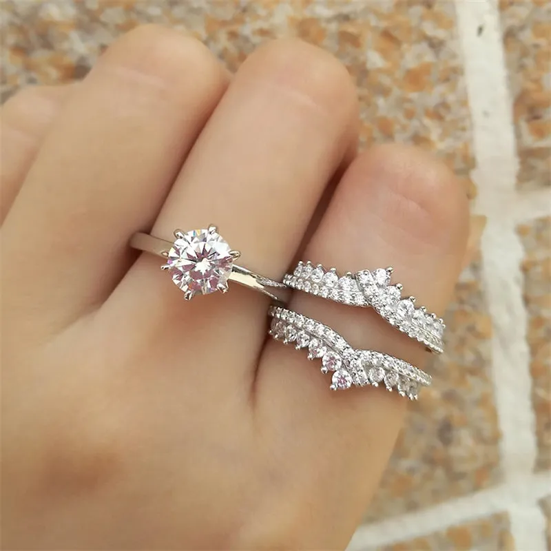 1-4/5 CTW Moissanite Engagement Rings Set for Women,925 Sterling Silver Wedding Rings Set Wedding Anniversary Jewelry Gift Size 4-12