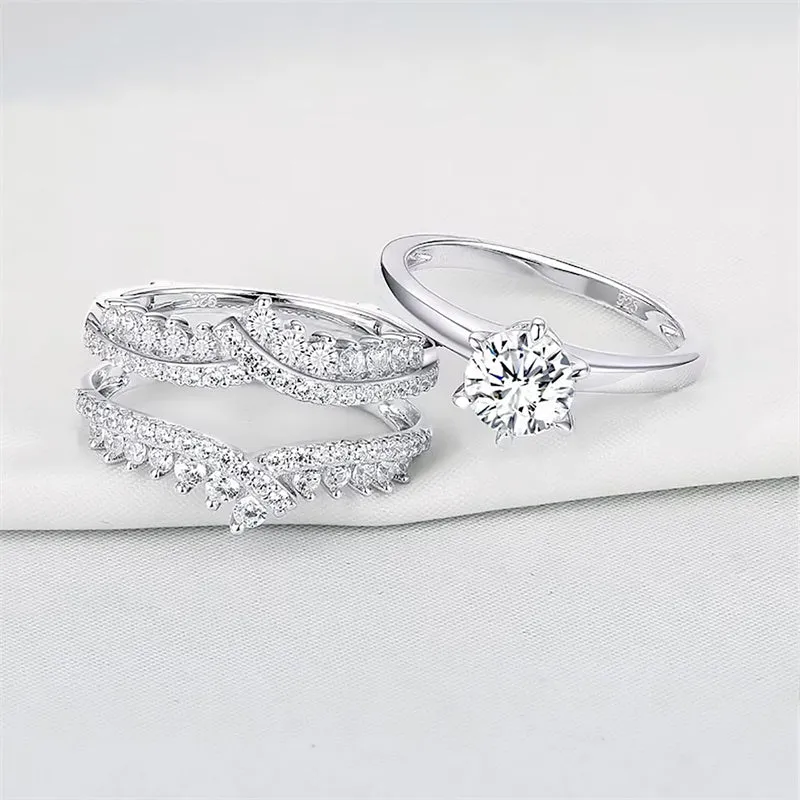 1-4/5 CTW Moissanite Engagement Rings Set for Women,925 Sterling Silver Wedding Rings Set Wedding Anniversary Jewelry Gift Size 4-12