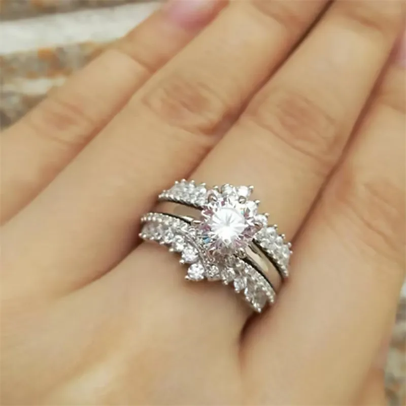 1-4/5 CTW Moissanite Engagement Rings Set for Women,925 Sterling Silver Wedding Rings Set Wedding Anniversary Jewelry Gift Size 4-12