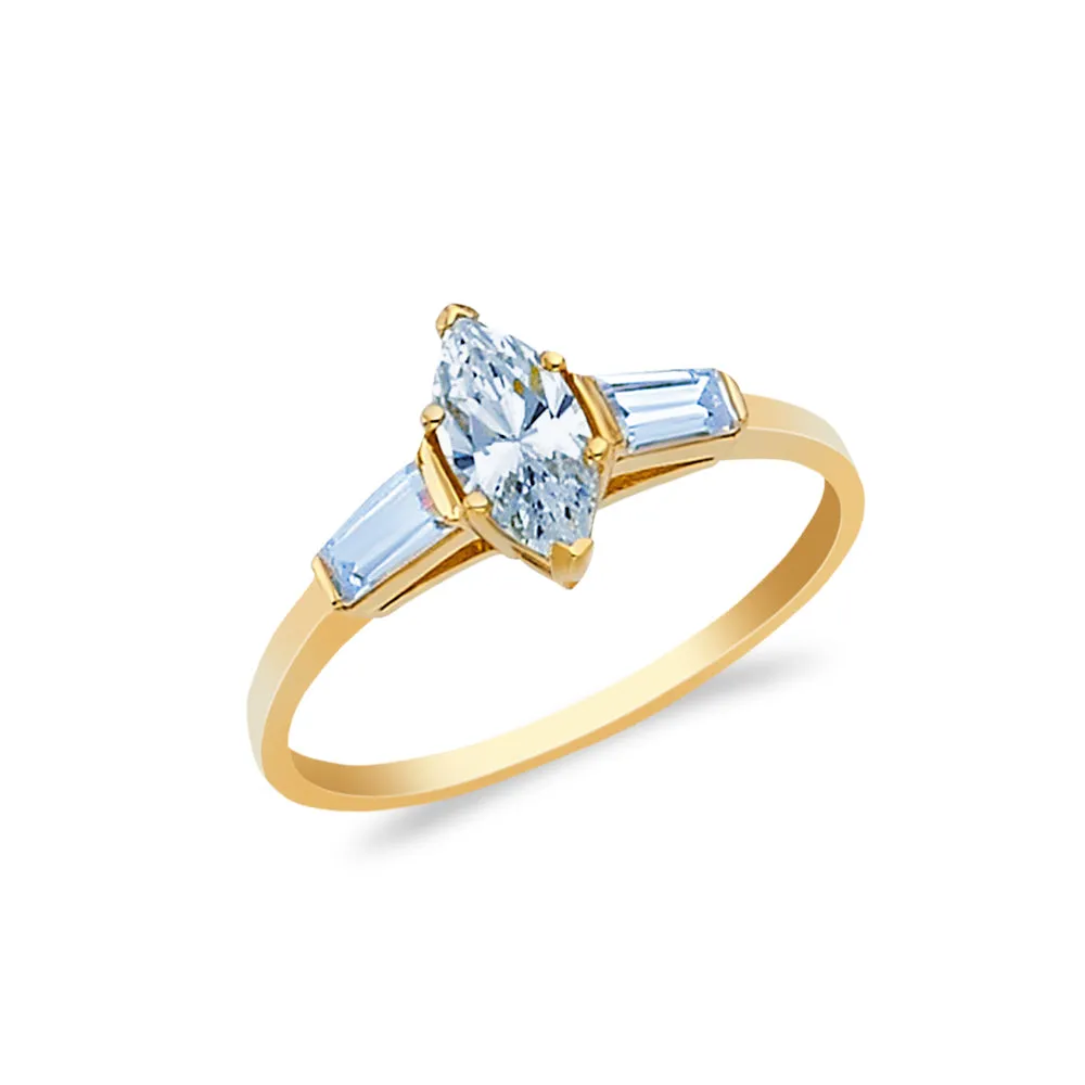 14K Gold  0.75 Ct. Marquise Cut CZ Wedding Engagement Ring