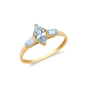 14K Gold  0.75 Ct. Marquise Cut CZ Wedding Engagement Ring