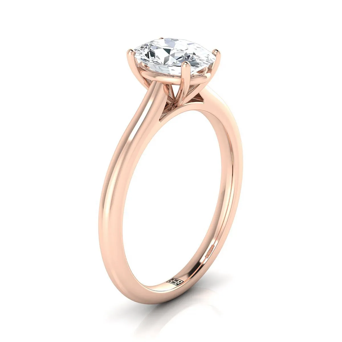 14K Rose Gold Oval Morganite Pinched Comfort Fit Claw Prong Solitaire Engagement Ring