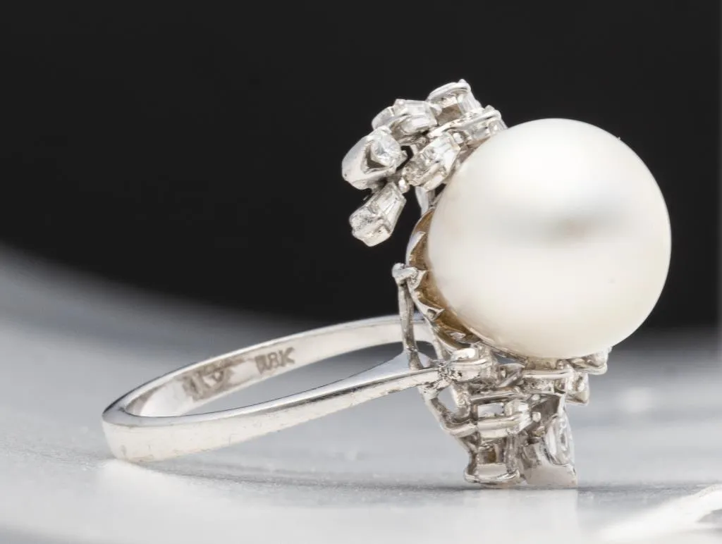 18K Gold South Sea Pearl & Diamond Ring