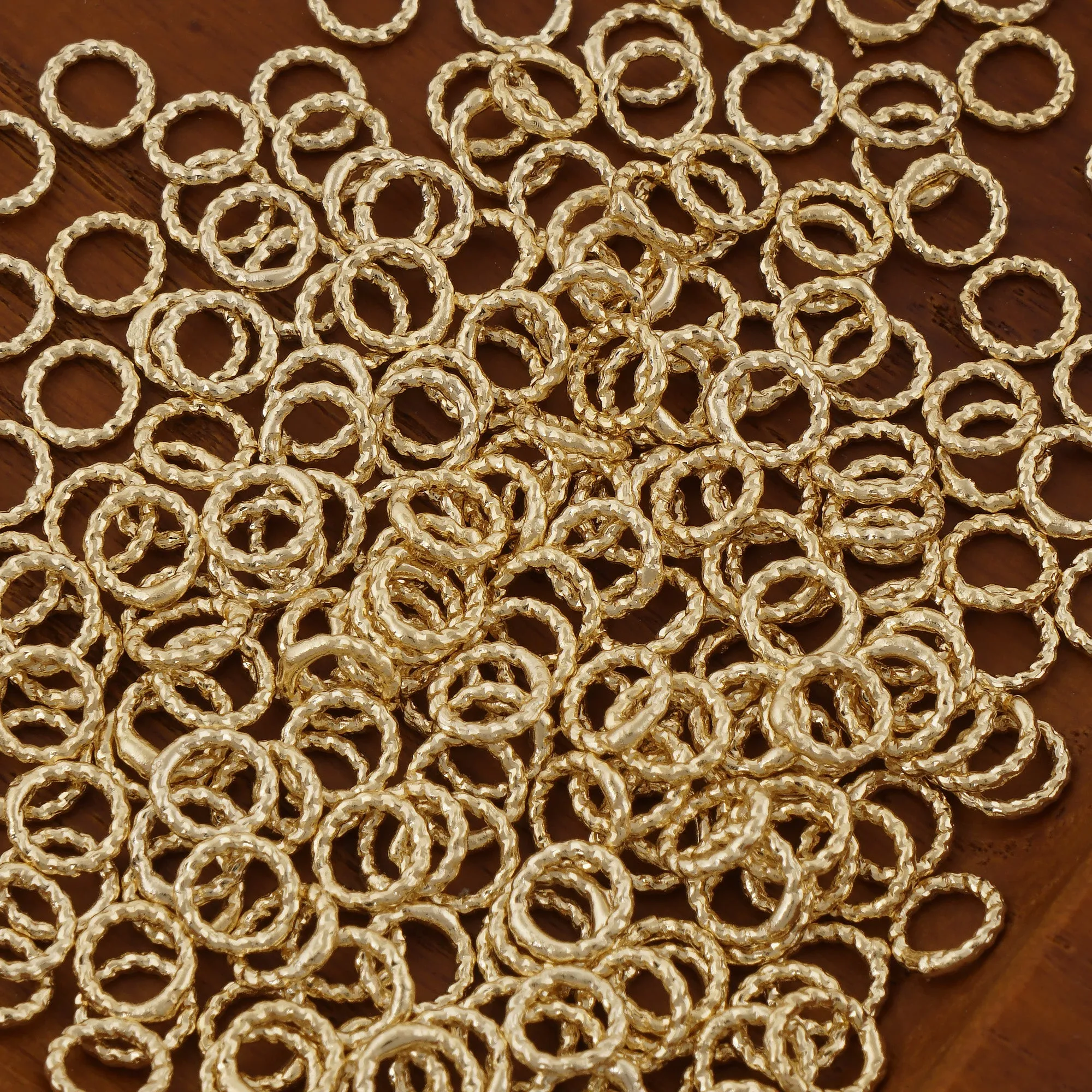 50PCS 14k Gold Filled Twisted Close Jump Rings for Jewelry Making and Connectors 104079