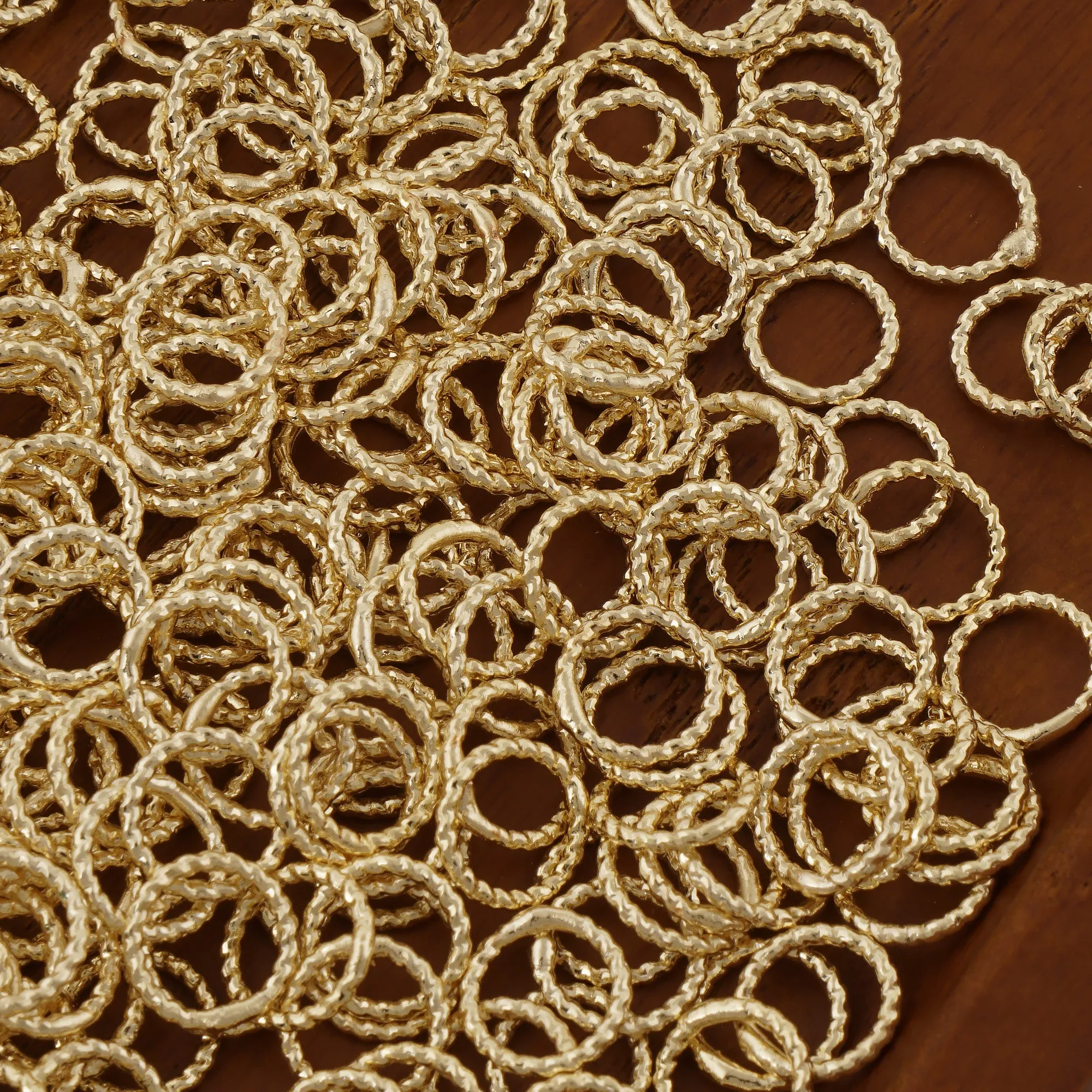 50PCS 14k Gold Filled Twisted Close Jump Rings for Jewelry Making and Connectors 104079