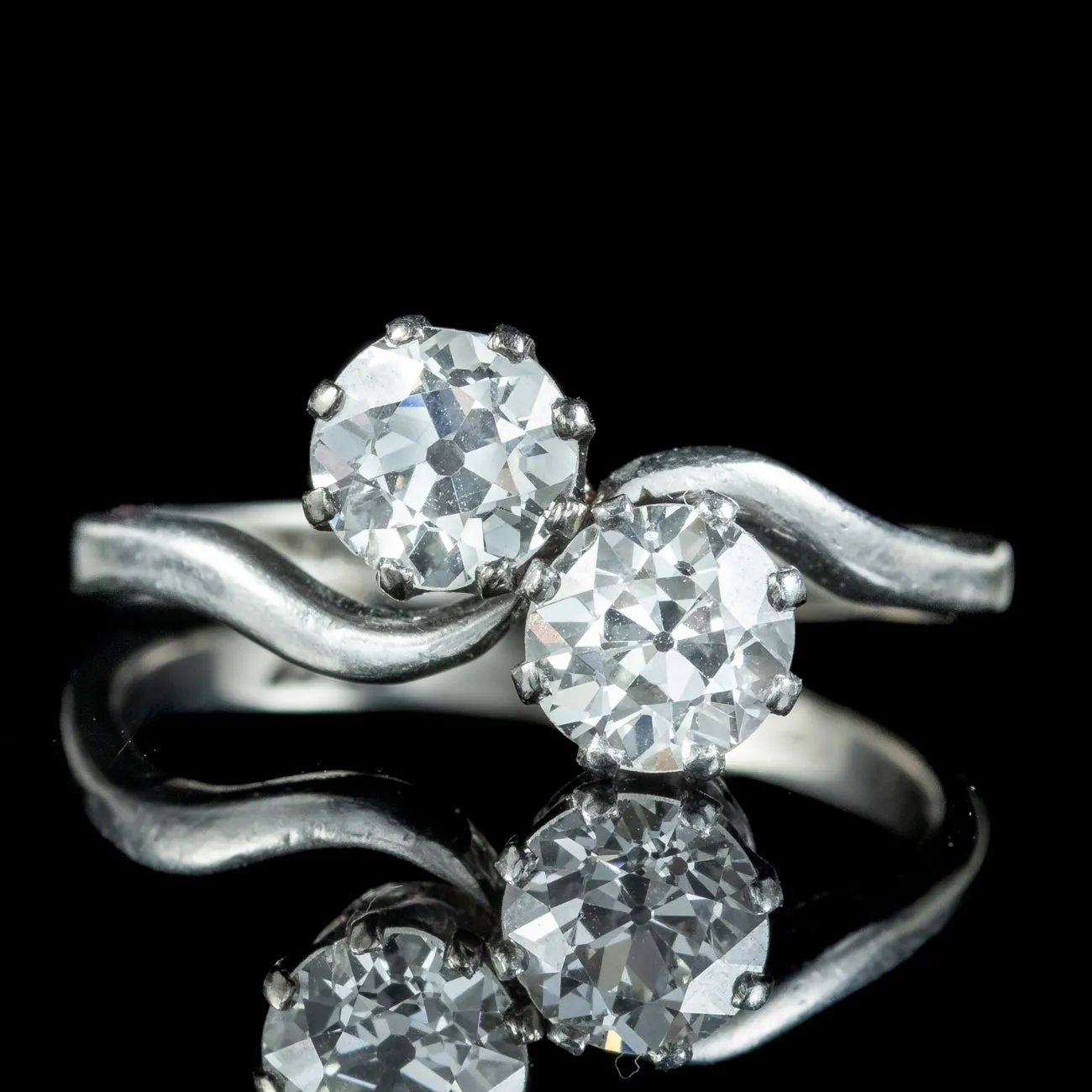 Antique Art Deco Toi Et Moi Diamond Twist Ring 1.5ct Of Diamond