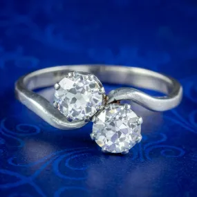 Antique Art Deco Toi Et Moi Diamond Twist Ring 1.5ct Of Diamond