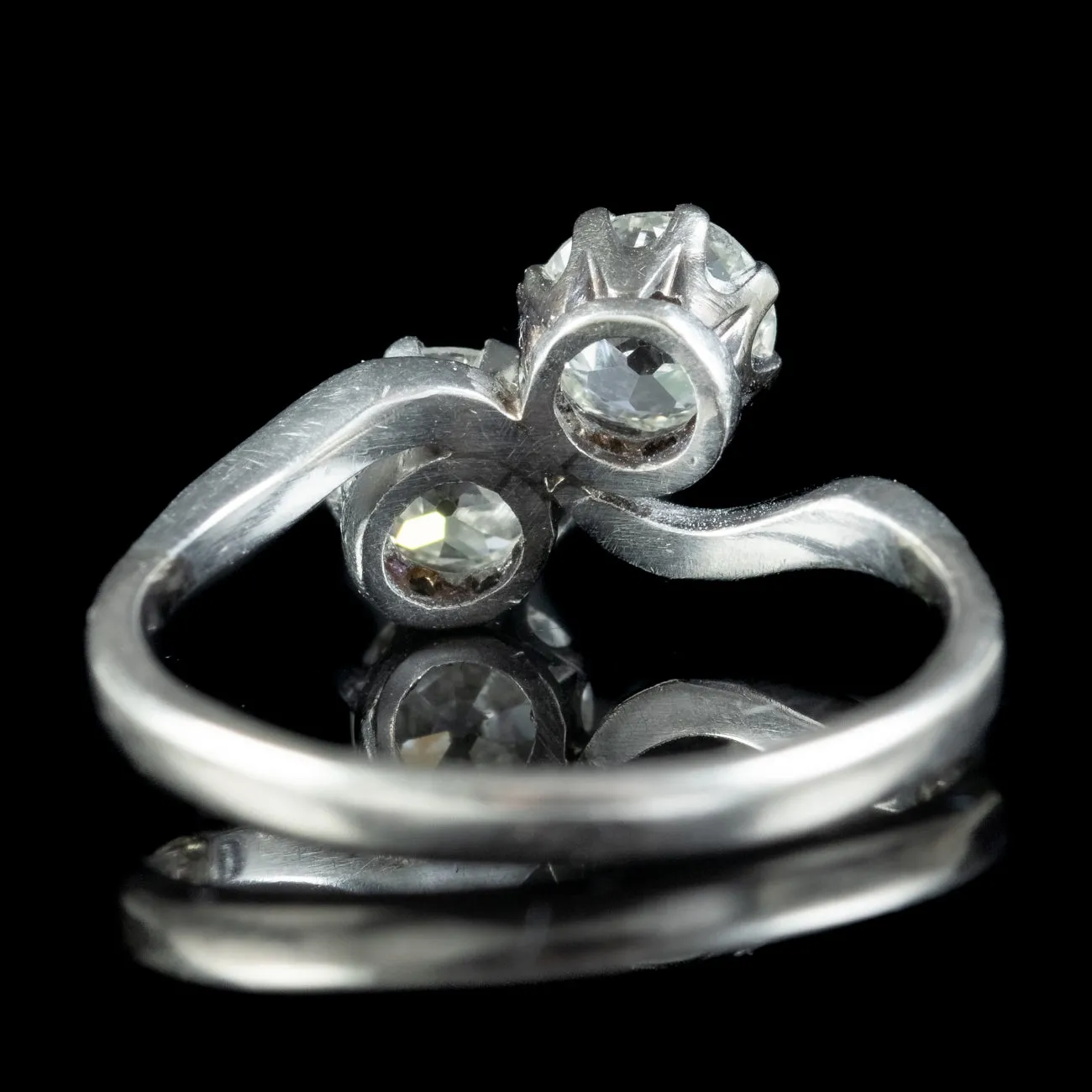 Antique Art Deco Toi Et Moi Diamond Twist Ring 1.5ct Of Diamond