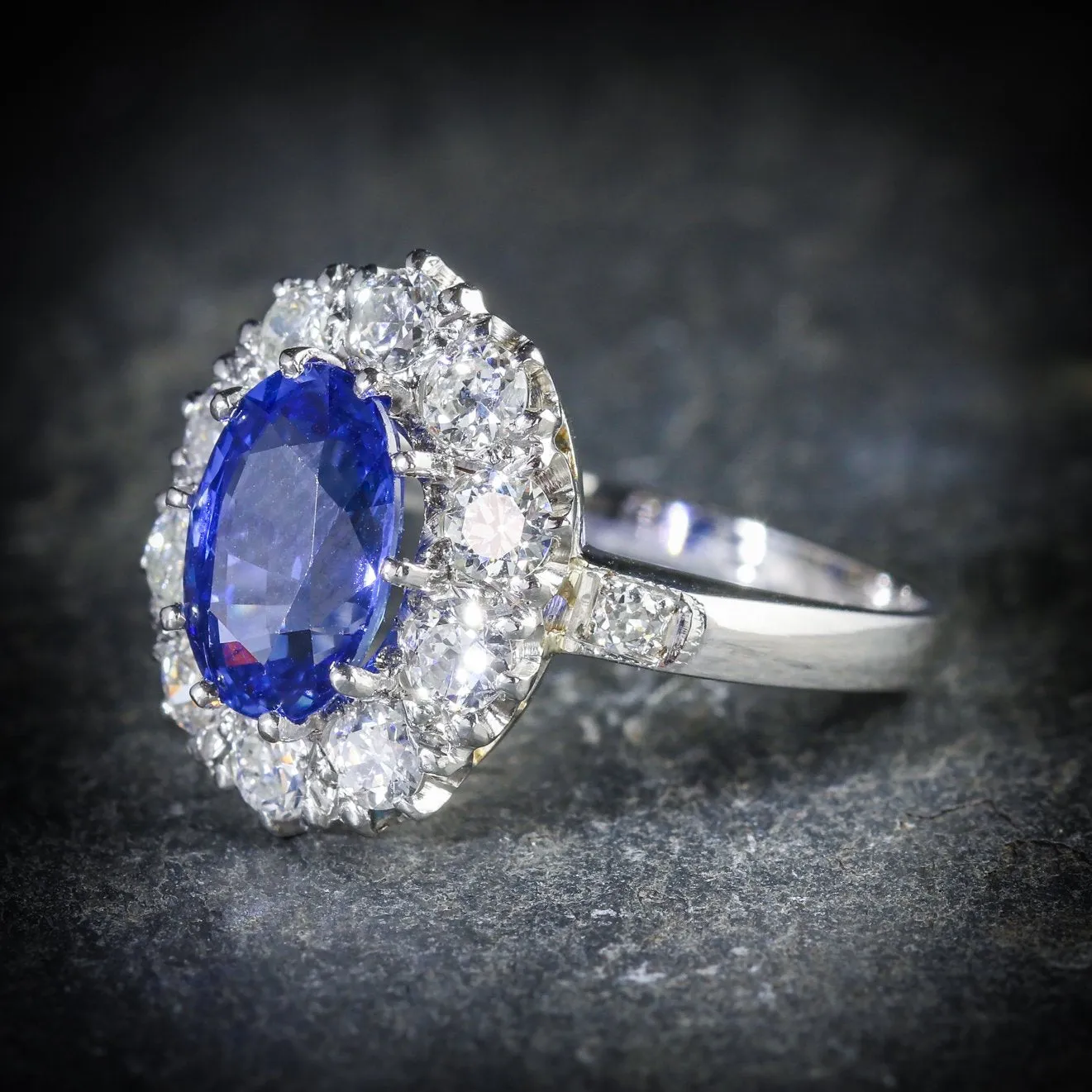 Antique Edwardian Natural Sapphire Diamond Ring Platinum Circa 1910