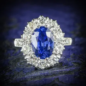 Antique Edwardian Natural Sapphire Diamond Ring Platinum Circa 1910