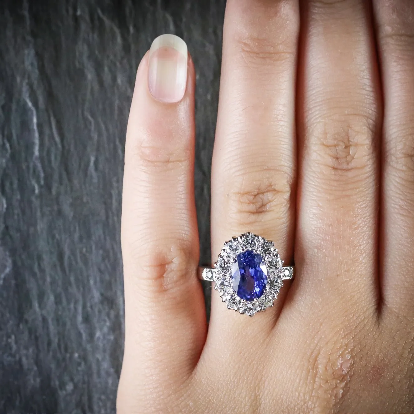 Antique Edwardian Natural Sapphire Diamond Ring Platinum Circa 1910