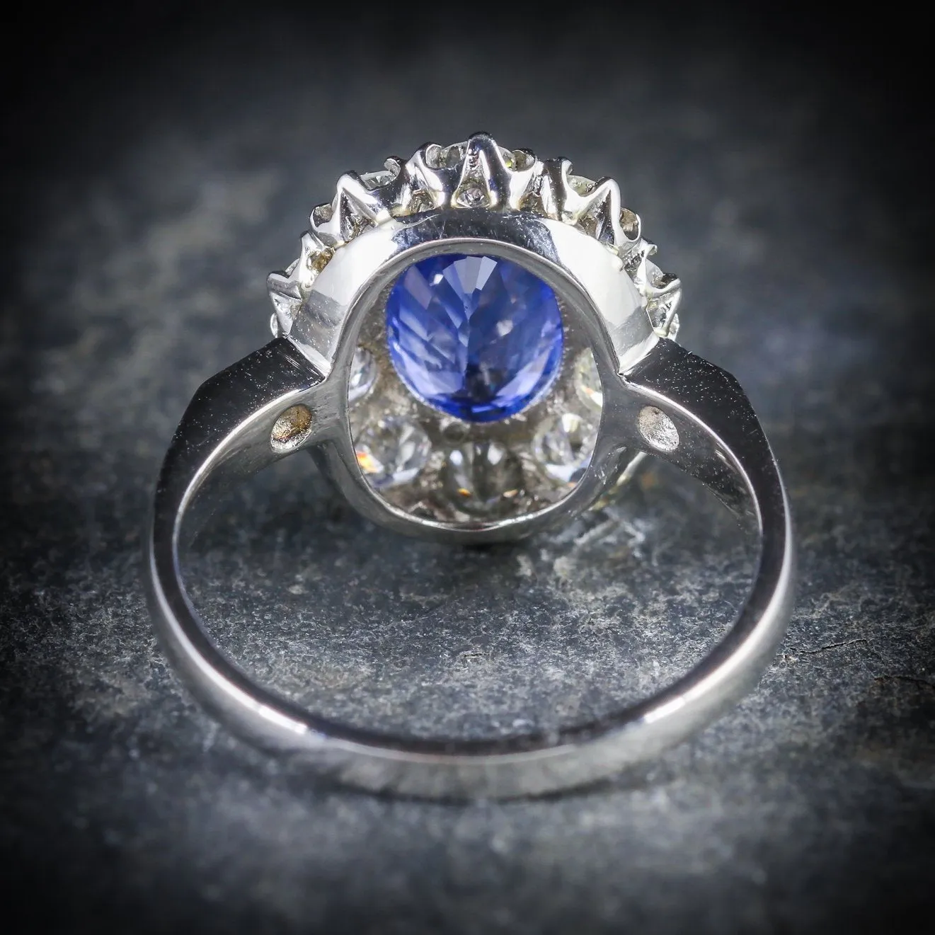 Antique Edwardian Natural Sapphire Diamond Ring Platinum Circa 1910