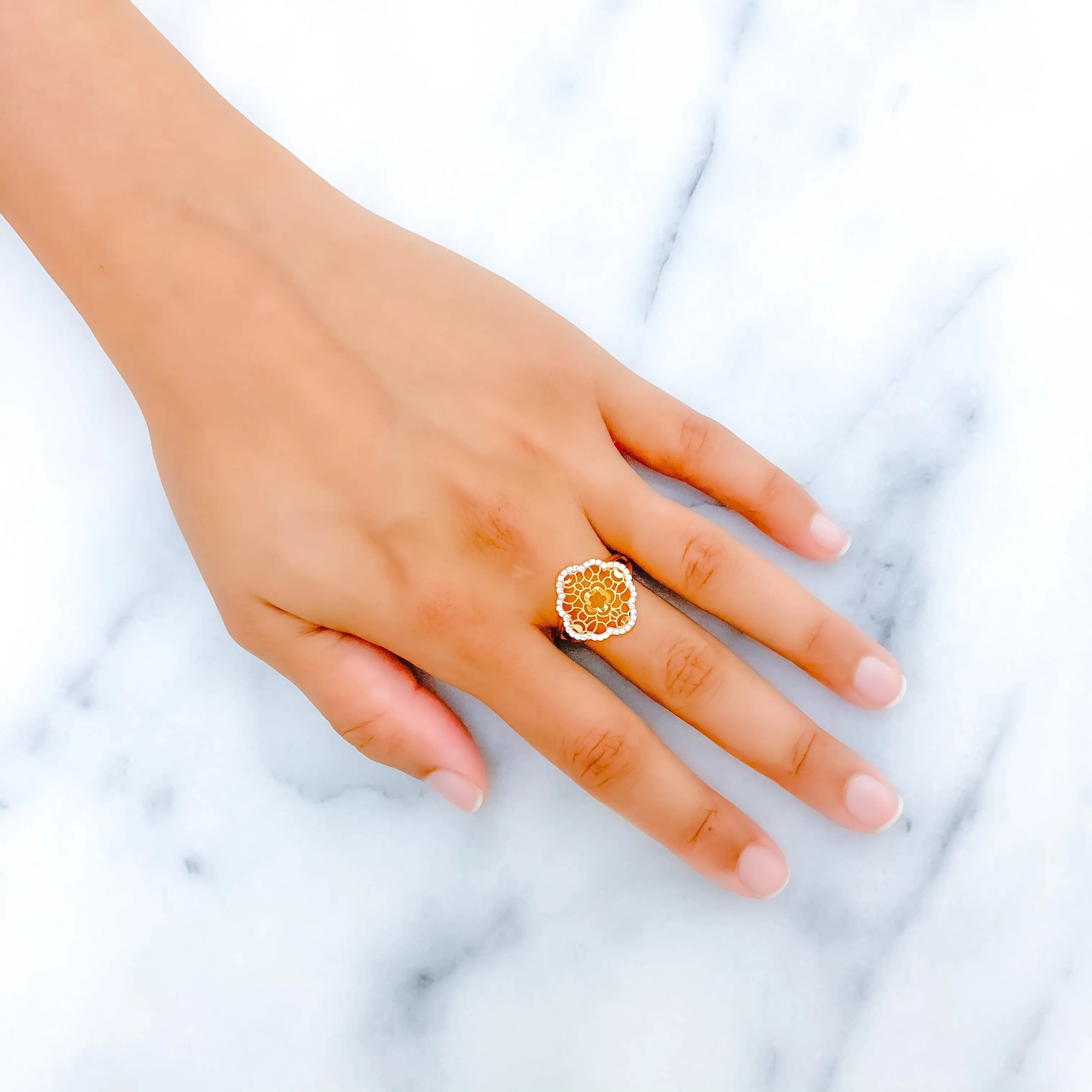 Attractive Floral Vine CZ Ring