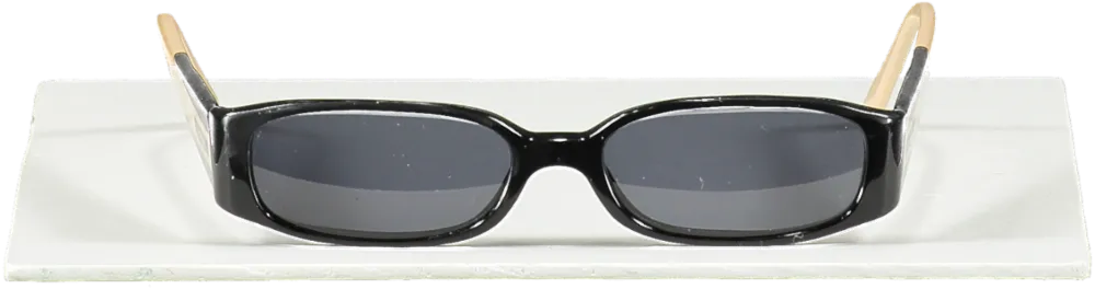 Chanel Black Black/beige Vintage 3122 Logo Arm Slim Sunglasses