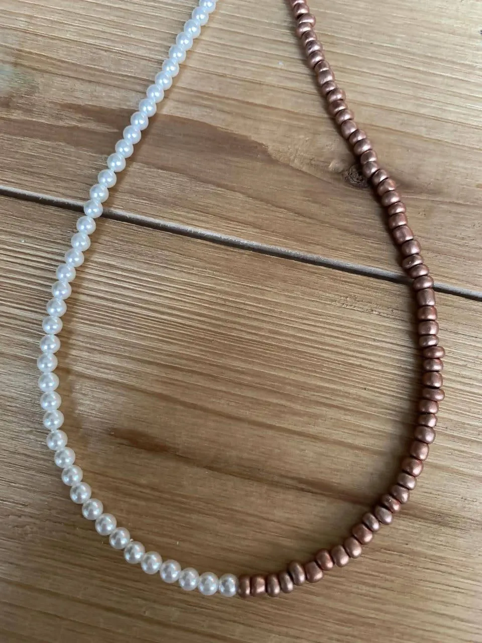 Choker half pearl half pink gold beads