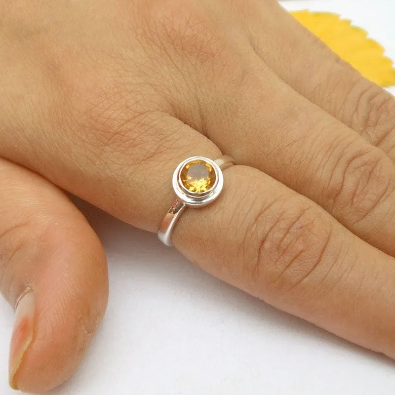 Citrine stacking ring Handcrafted 925 Silver Ring Citrine Gemstone Ring Gift Ring for Women Wedding Engagement ring BOHO SILVER Ring