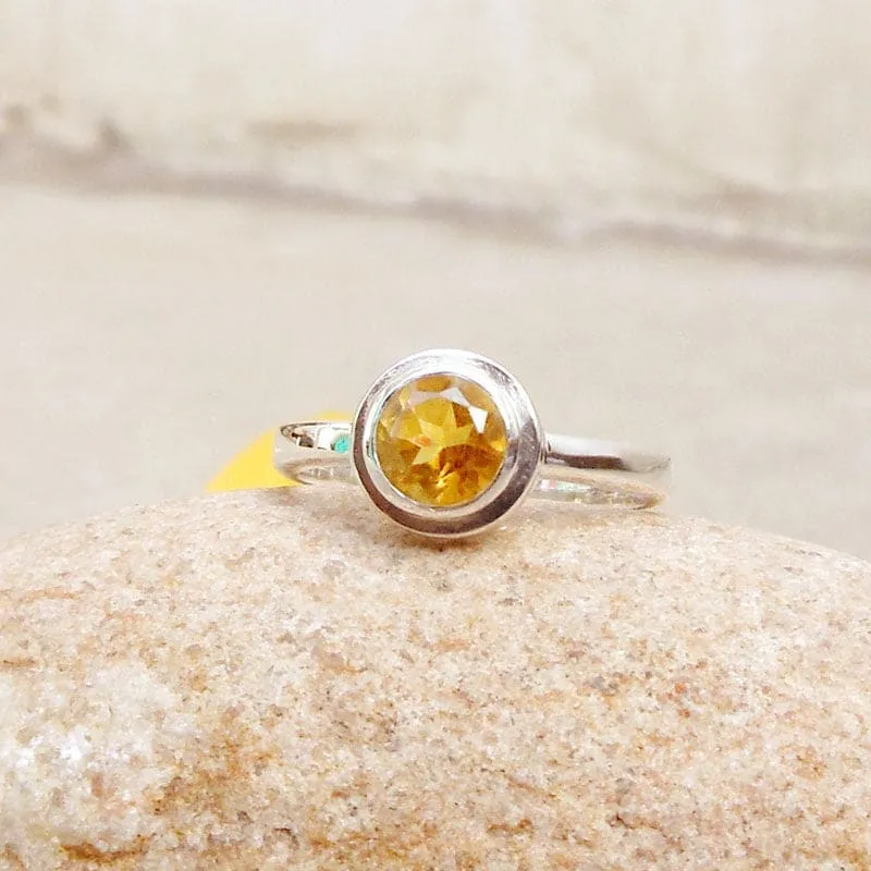 Citrine stacking ring Handcrafted 925 Silver Ring Citrine Gemstone Ring Gift Ring for Women Wedding Engagement ring BOHO SILVER Ring