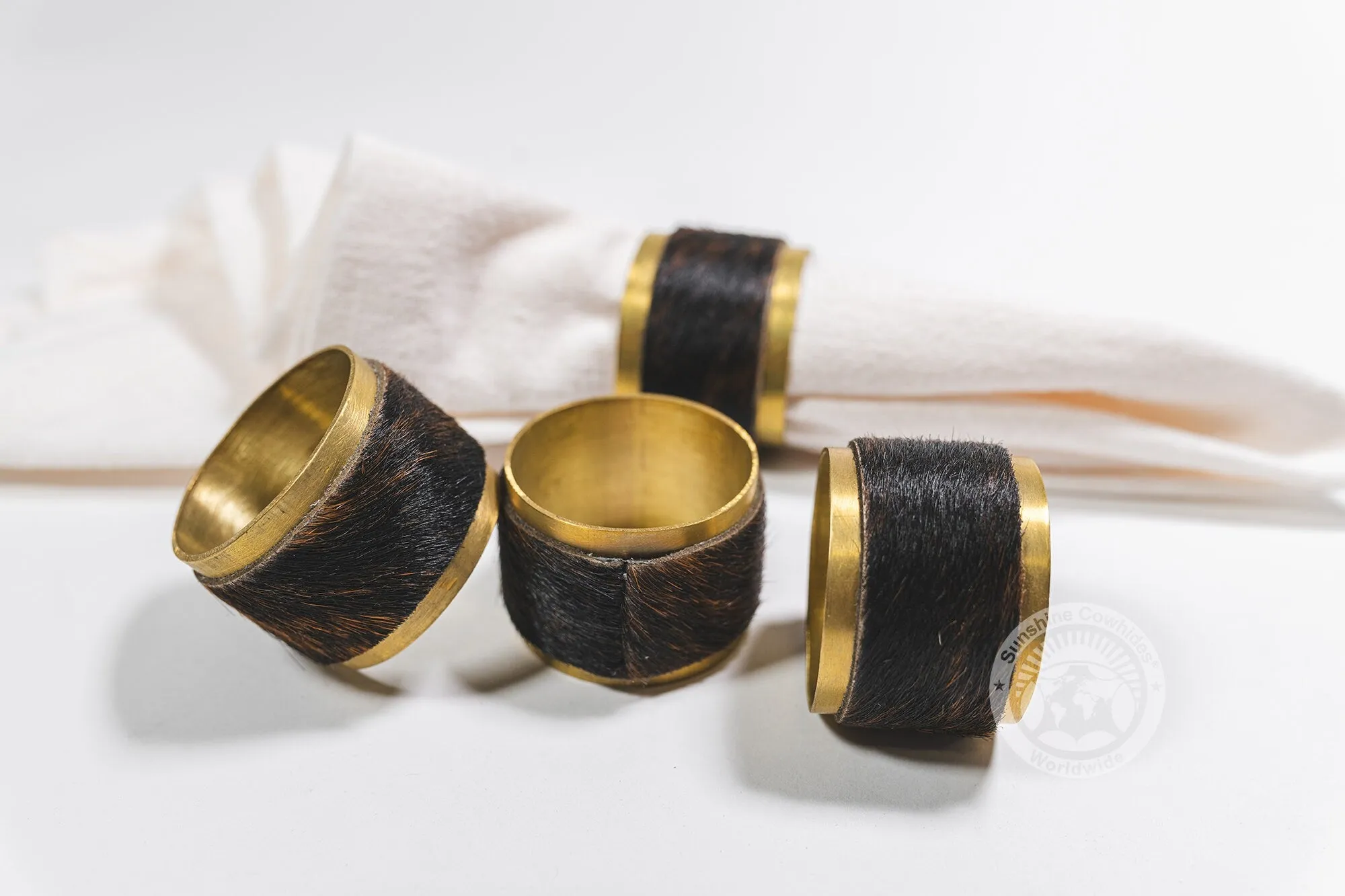 Cowhide Napkin Ring, Rustic Copper - SET OF 4