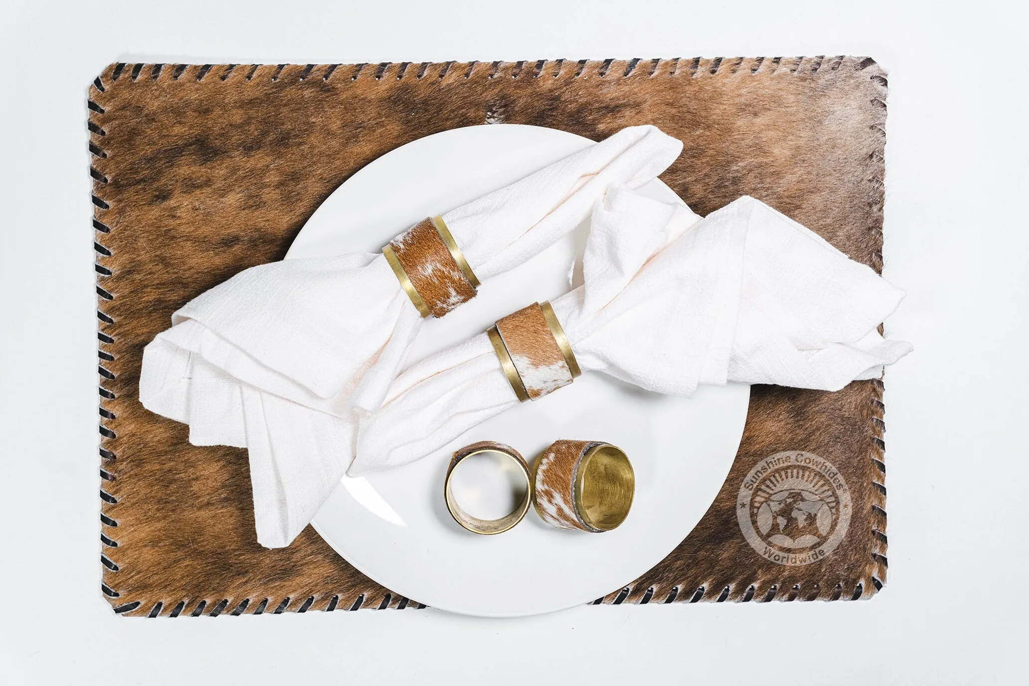 Cowhide Napkin Ring, Rustic Copper - SET OF 4