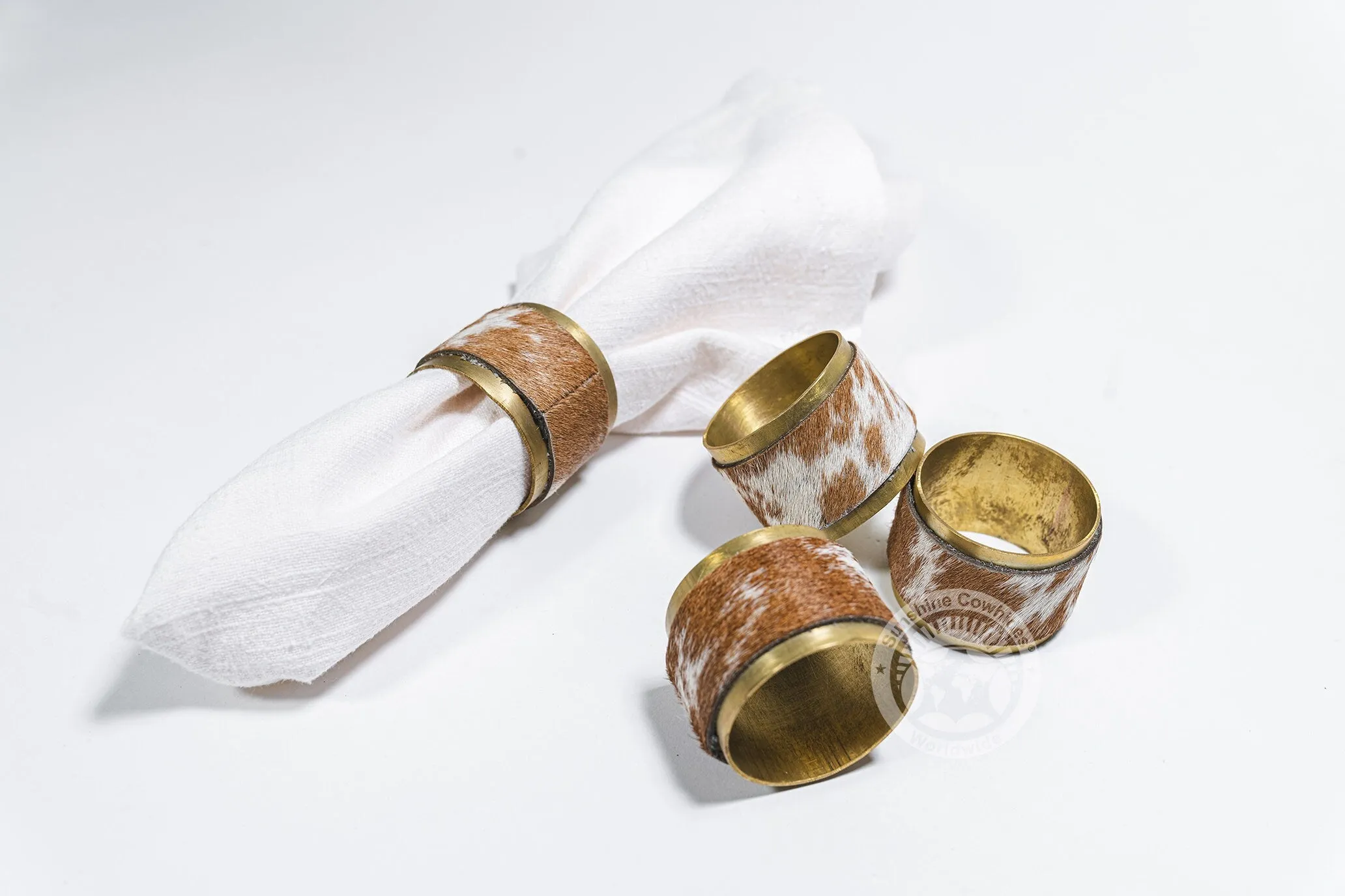 Cowhide Napkin Ring, Rustic Copper - SET OF 4