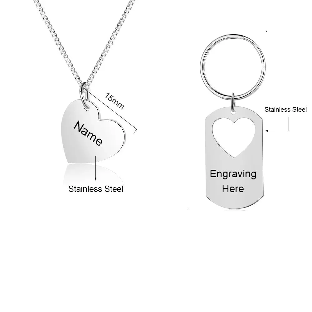 Customized Engraved 1 Name Keychain Necklace
