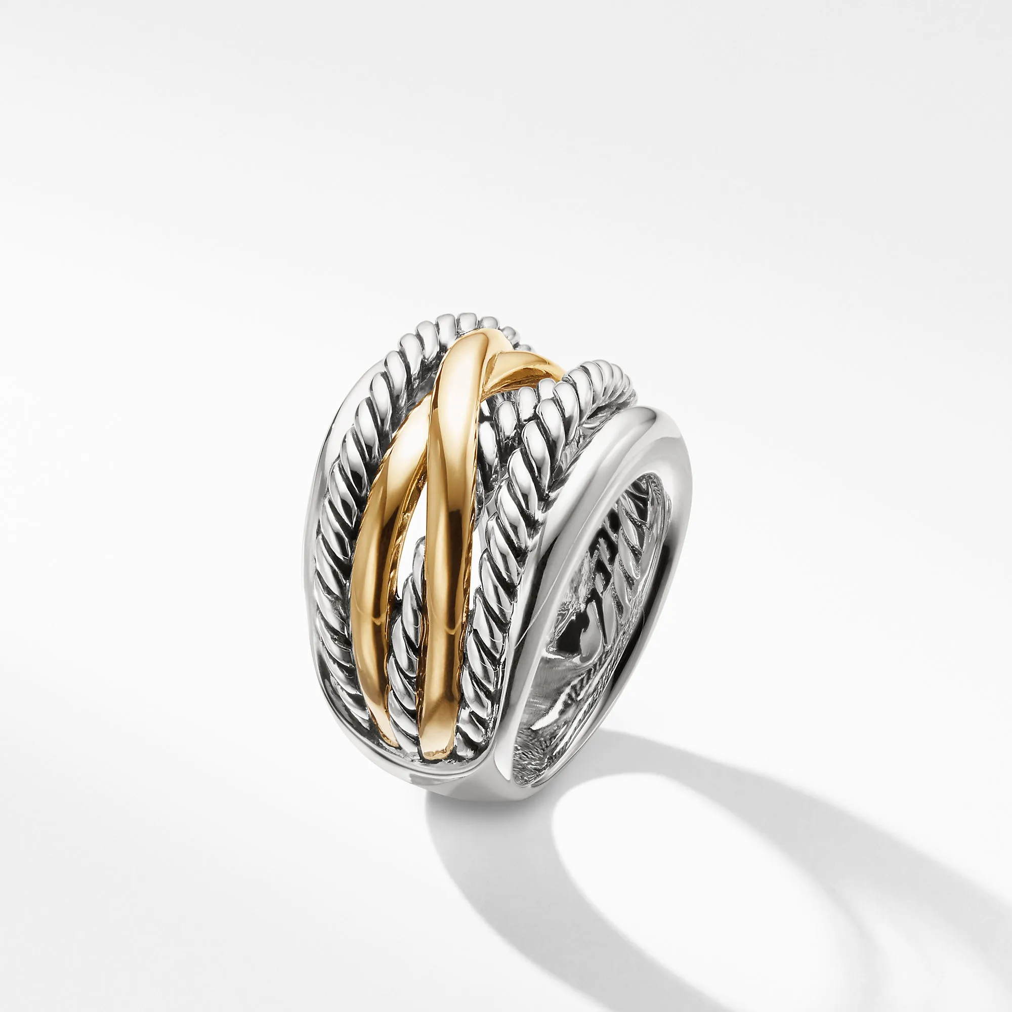 David Yurman Crossover Wide Ring with Gold