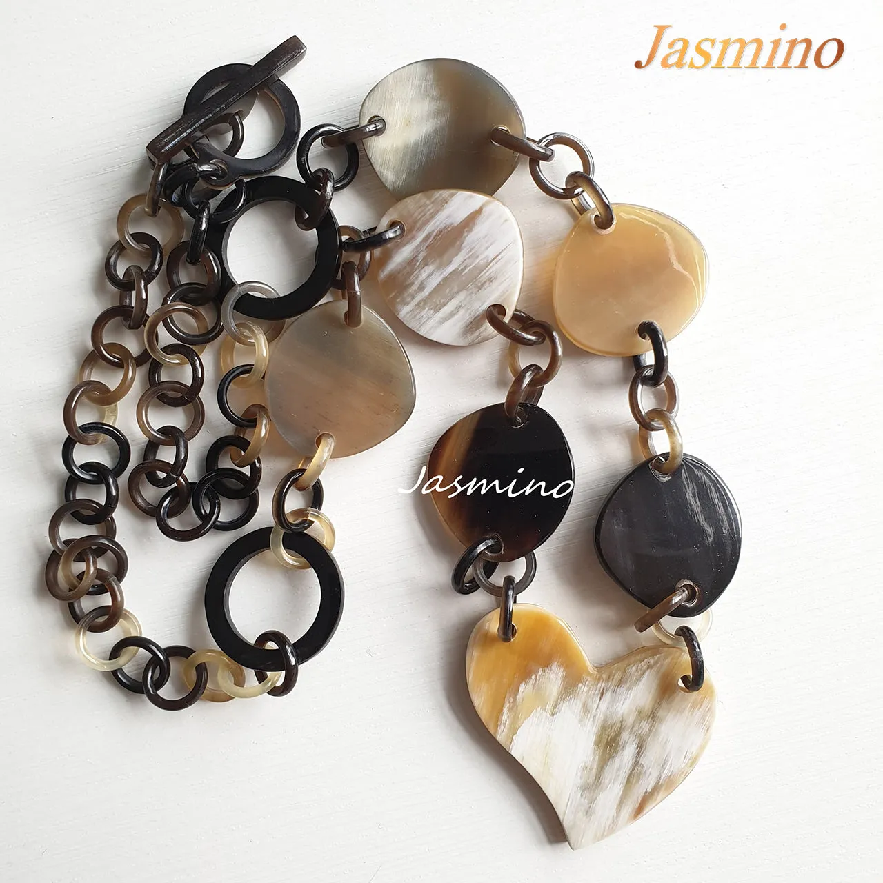Elegant Trendy Necklace J17690, Made by Buffalo Horn and Lacquer