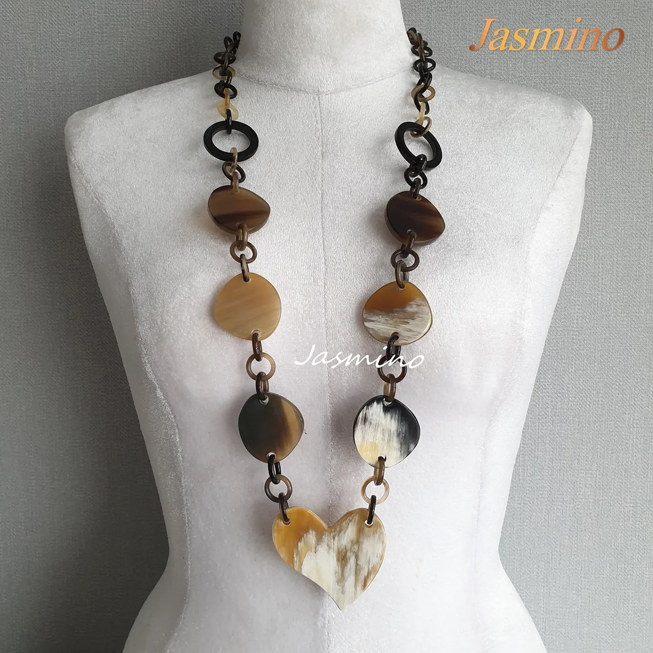 Elegant Trendy Necklace J17690, Made by Buffalo Horn and Lacquer