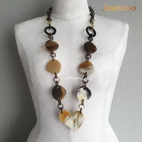Elegant Trendy Necklace J17690, Made by Buffalo Horn and Lacquer