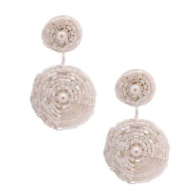 Embroidered Bead Earrings Creamy