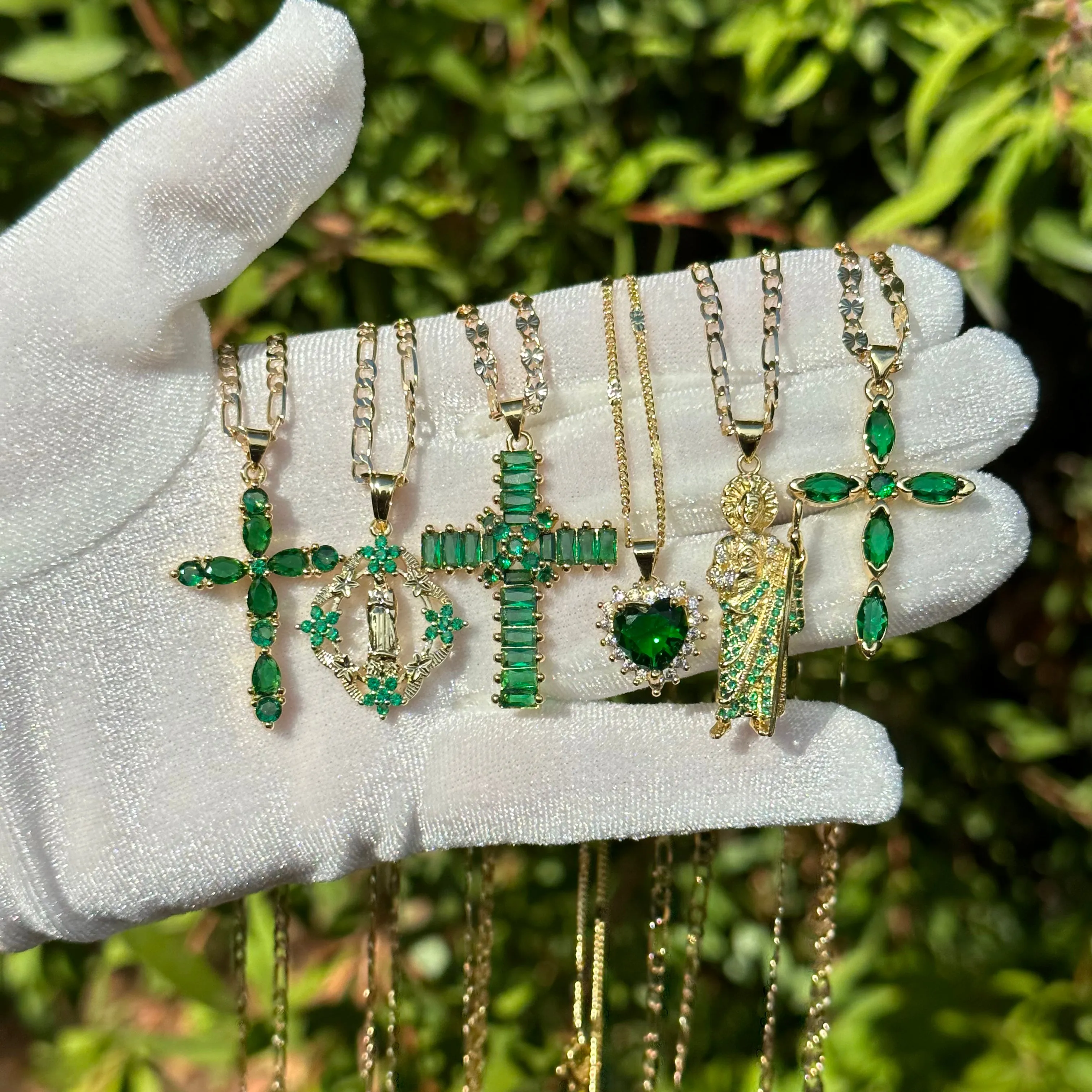 Green Cross Necklace 020