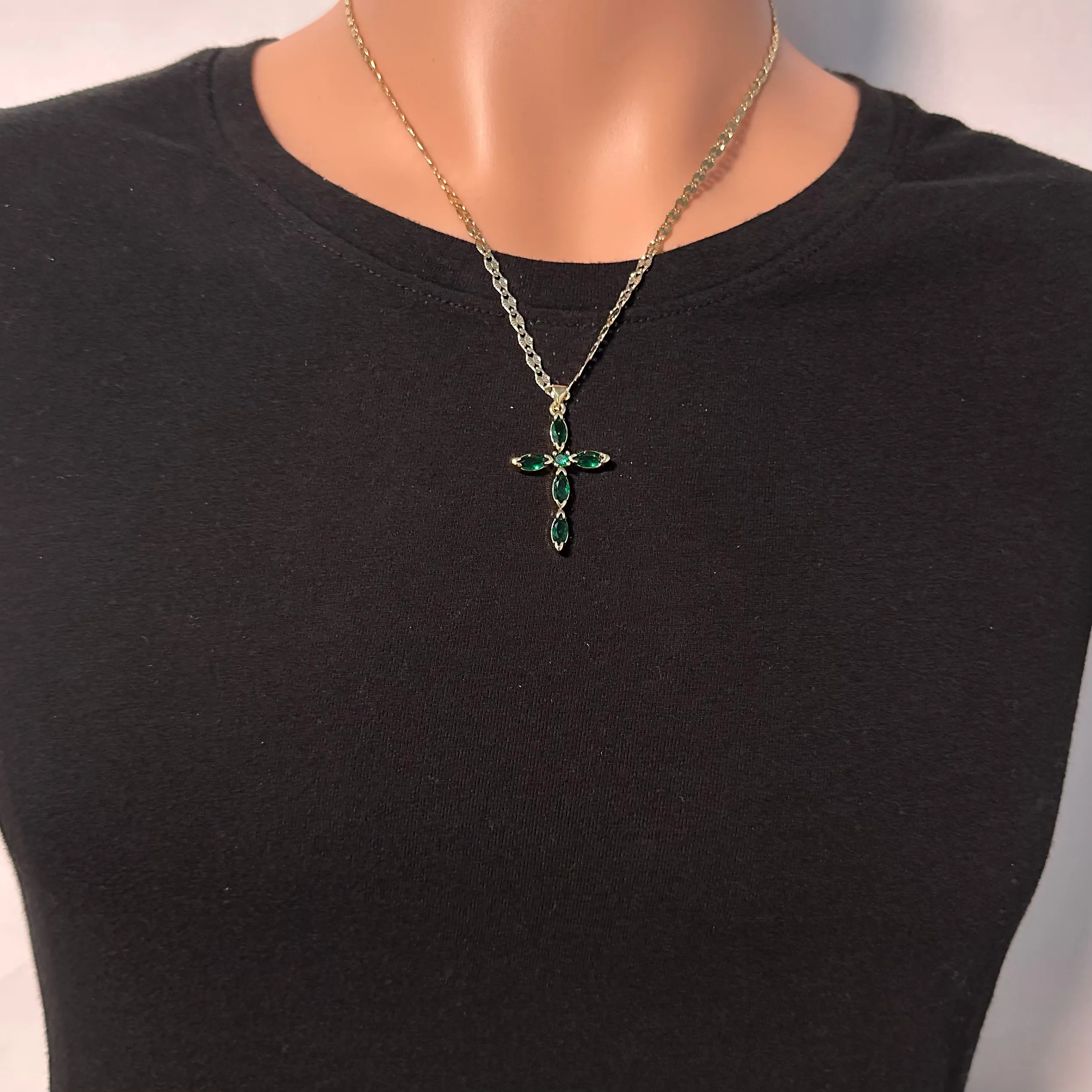 Green Cross Necklace 020