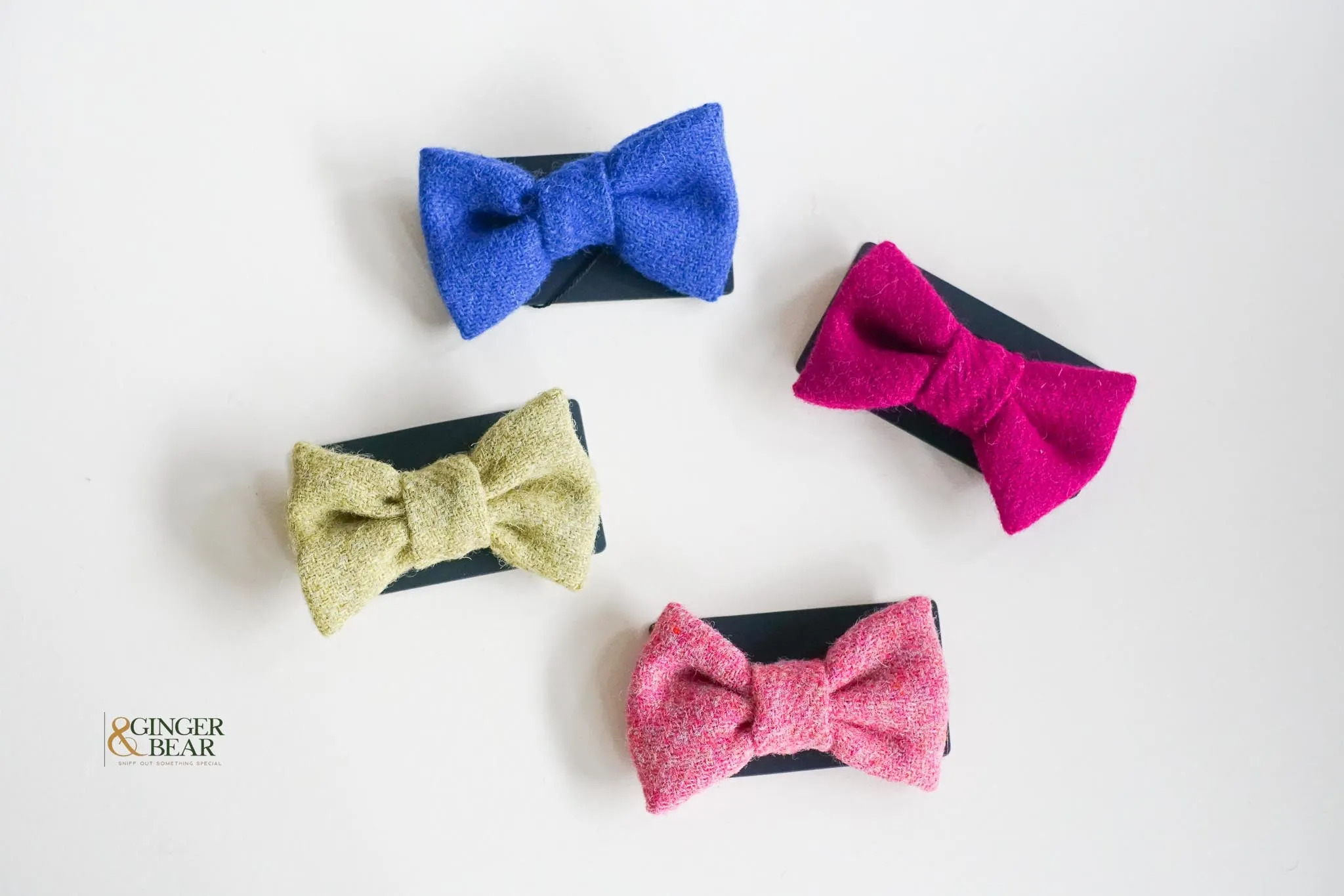 LISH Dog Bow Tie, Fern Green Harris Tweed