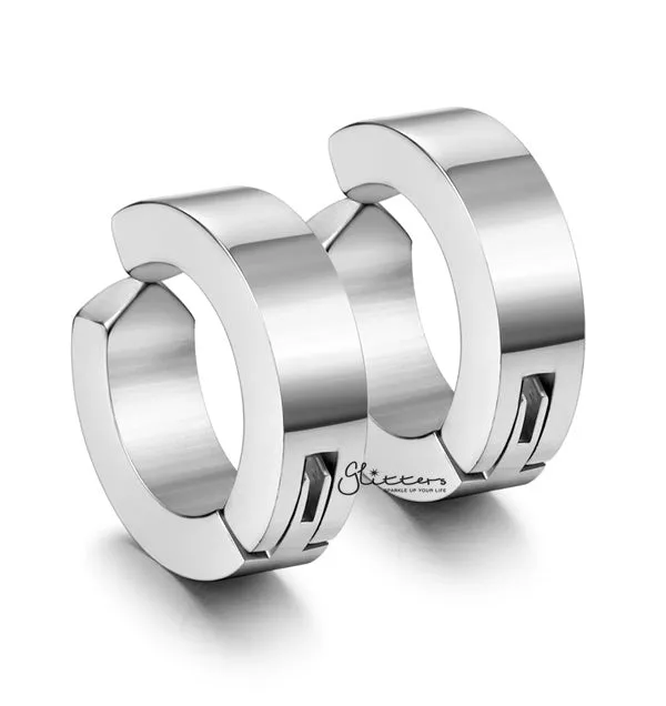 Non-Pierced Stainless Steel Clip On Hoop Earrings - Silver