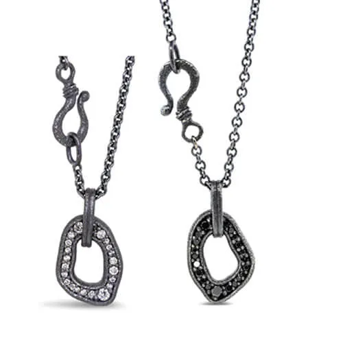 Open Pebble Pave Diamond Pendant Necklace