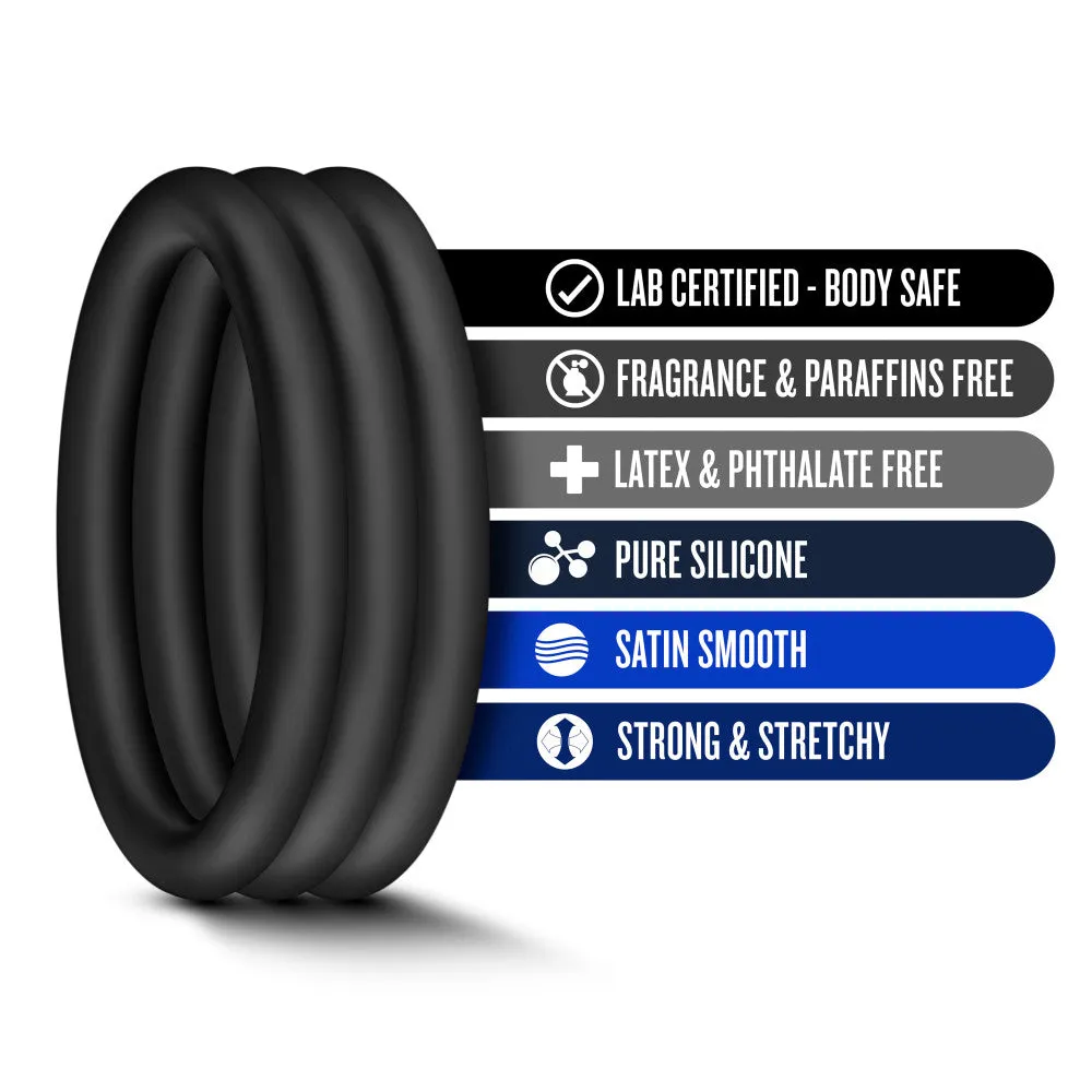 Performance By Blush® | VS3: Black Large Penis Rings (3-Pack) - Made with Puria™ Silicone