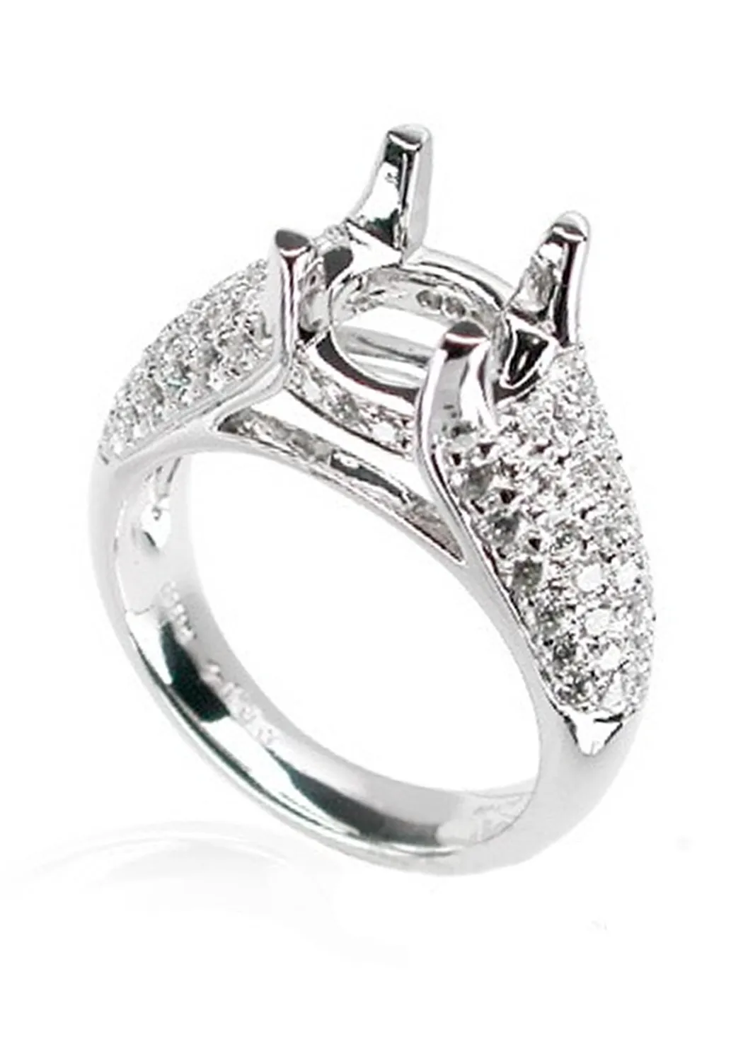 Platinum Semi-Mount .94ctw Pave Diamond Ring