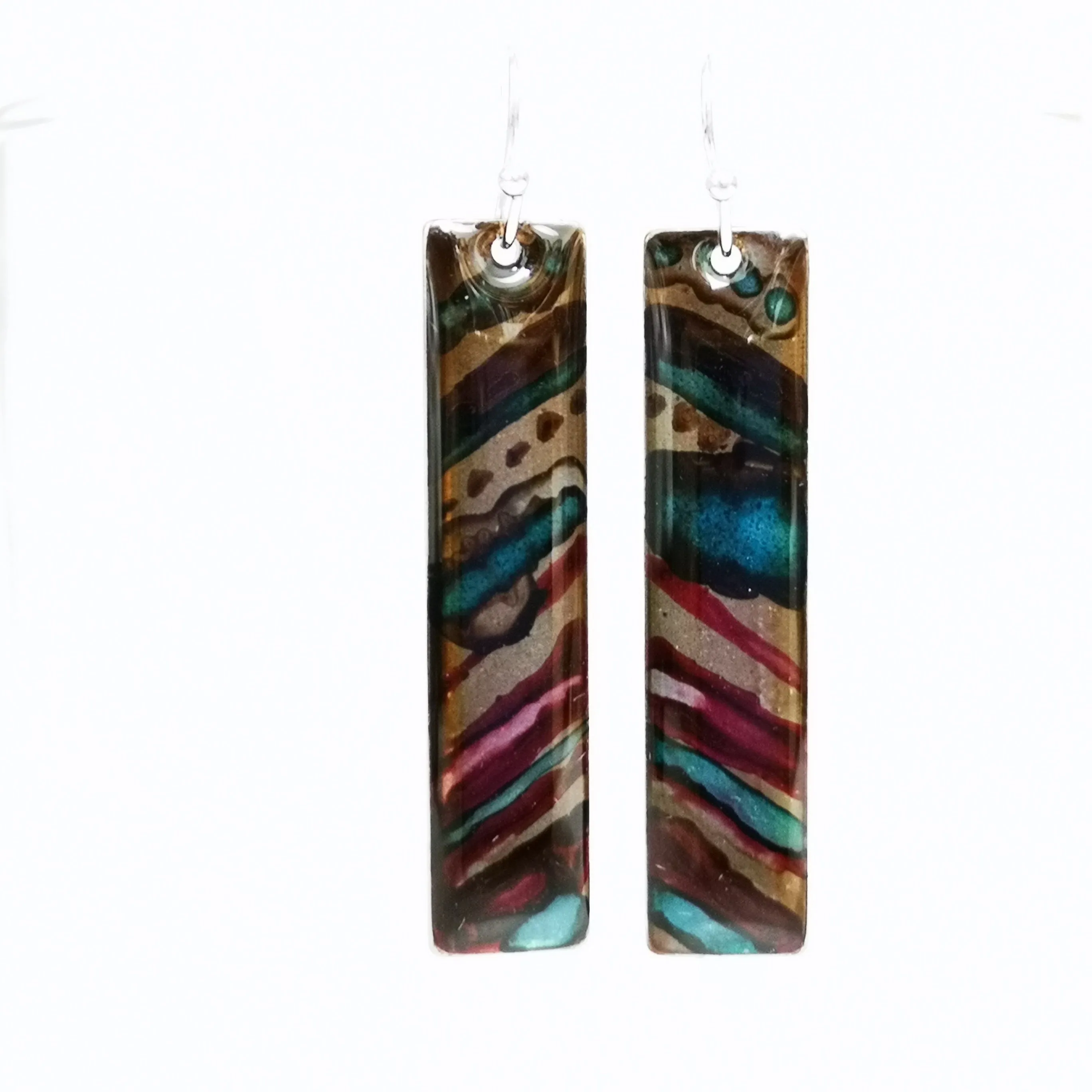 Ruffle - long drop earrings with sterling silver earring hooks