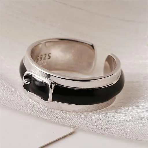 Silver Fashion Belt Buckle Enamel Plain Ring