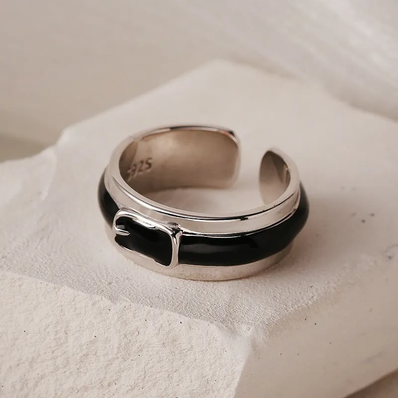 Silver Fashion Belt Buckle Enamel Plain Ring