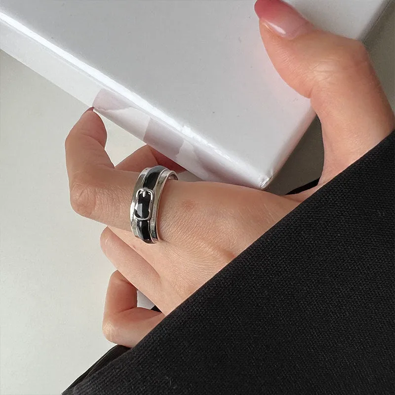 Silver Fashion Belt Buckle Enamel Plain Ring