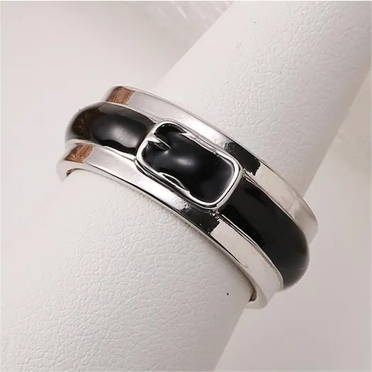 Silver Fashion Belt Buckle Enamel Plain Ring
