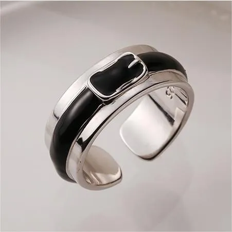 Silver Fashion Belt Buckle Enamel Plain Ring