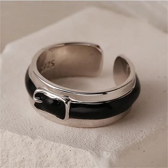 Silver Fashion Belt Buckle Enamel Plain Ring