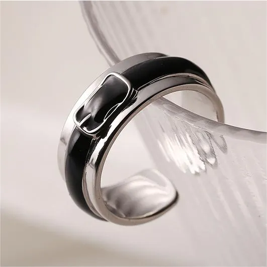 Silver Fashion Belt Buckle Enamel Plain Ring