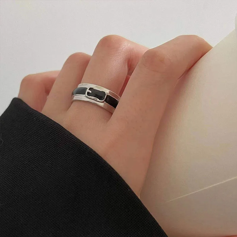 Silver Fashion Belt Buckle Enamel Plain Ring