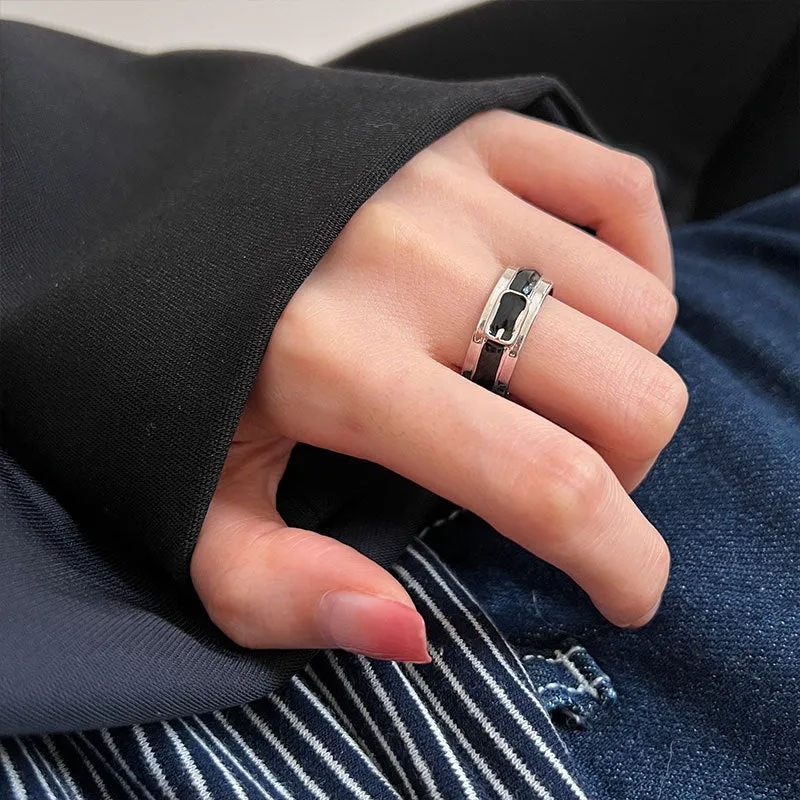 Silver Fashion Belt Buckle Enamel Plain Ring