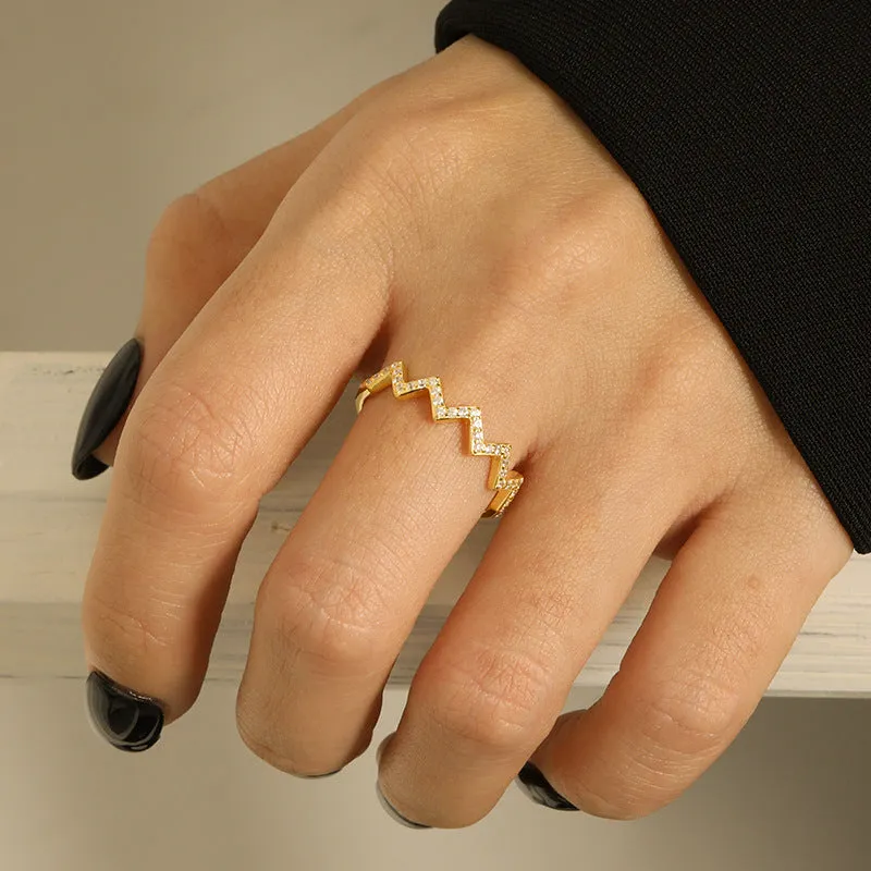 Sterling Silver Highs And Lows Ring Adjustable Open Ring